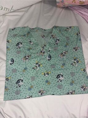 Y2K Powerpuff Girls Scrub Top Made with Vintage Fabric Handmade